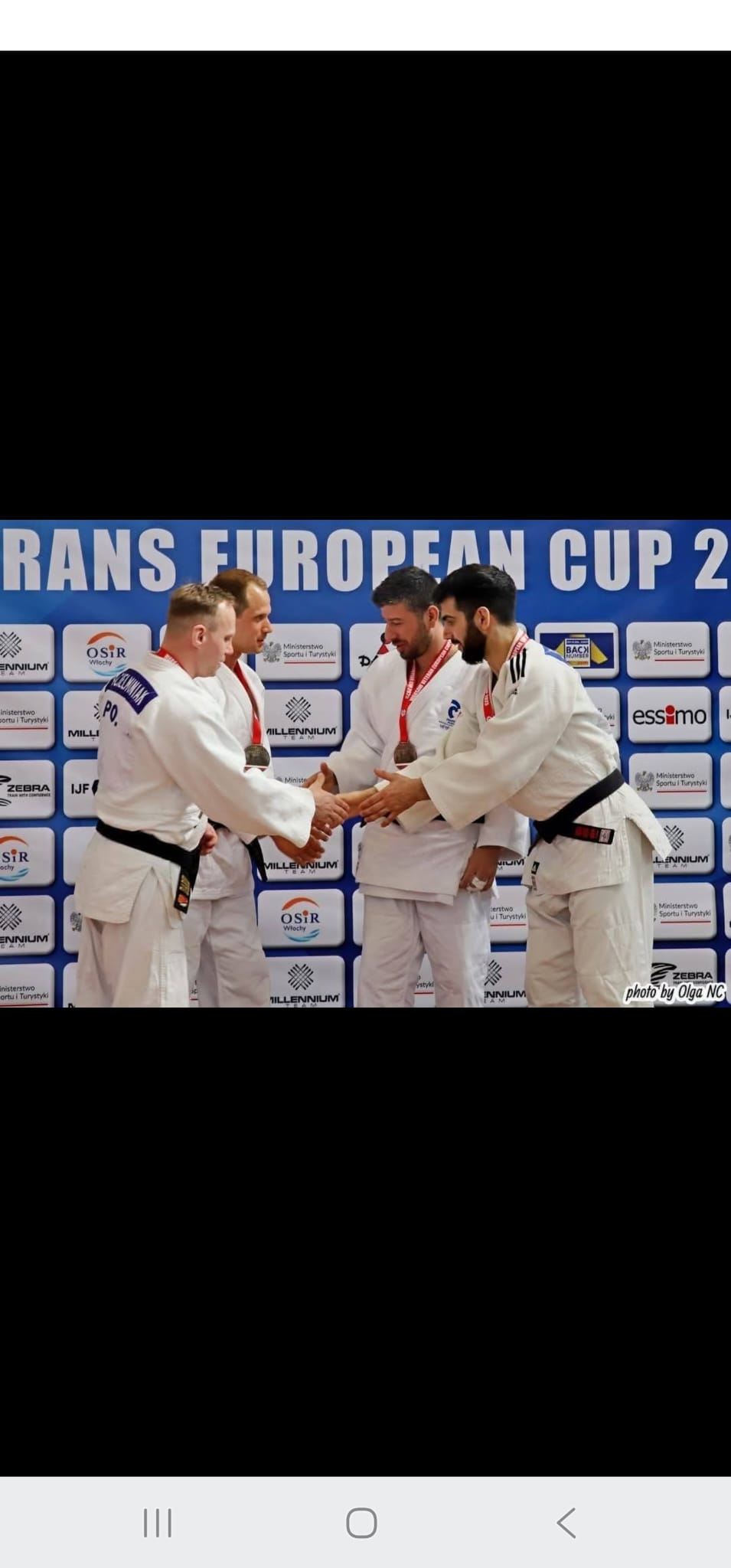 Grégory Spitz, professeur principal AGMJ, sur le podium de la Coupe d'Europe Vétérans